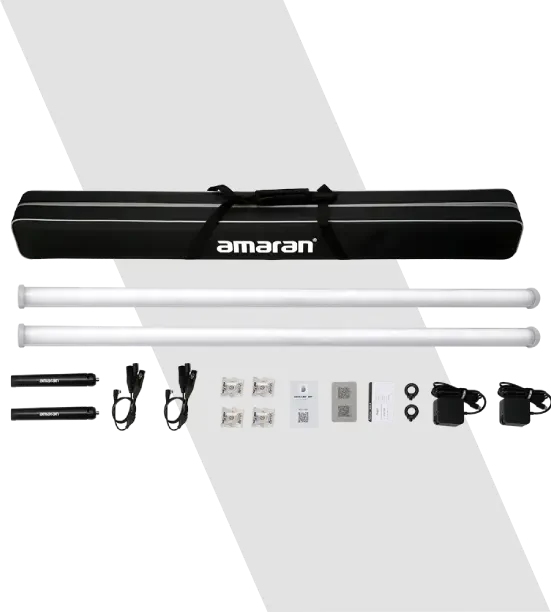 Комплект amaran PT4c 2-Light Production Kit із двома 120-сантиметровими піксельними трубками, аксесуарами та фірмовою сумкою